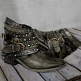 thumbnail image 1 of Miluxas Women's Ankle Boots Western Rivet Buckle Booties Texture Patchwork Chelsea Style Bootie Army Green 6(37), 1 of 4