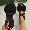 thumbnail image 1 of Miluxas Women's Ankle Strap Bow Sandals Criss Cross Open Toe Bowknot Dressy Beach Flat Sandals Black 7.5(40), 1 of 7
