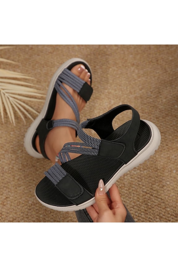 Women's Athletic Hiking Sandals Heel Lightweight Outdoor Sport Walking Sandals Fashion Comfortable Water Shoes Black 7(39)