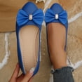 thumbnail image 1 of Miluxas Women's Ballet Flat Shoes Bowknot Flats Round Toe Wedding Flats Blue 6(37), 1 of 9