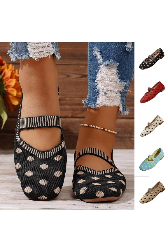 Women's Ballet Flat Shoes Mary Jane Square Toe Mesh Flats,Comfortable Slip on Ladies Shoe Casual office Dress Flats for Work Sky Blue 9.5(43)