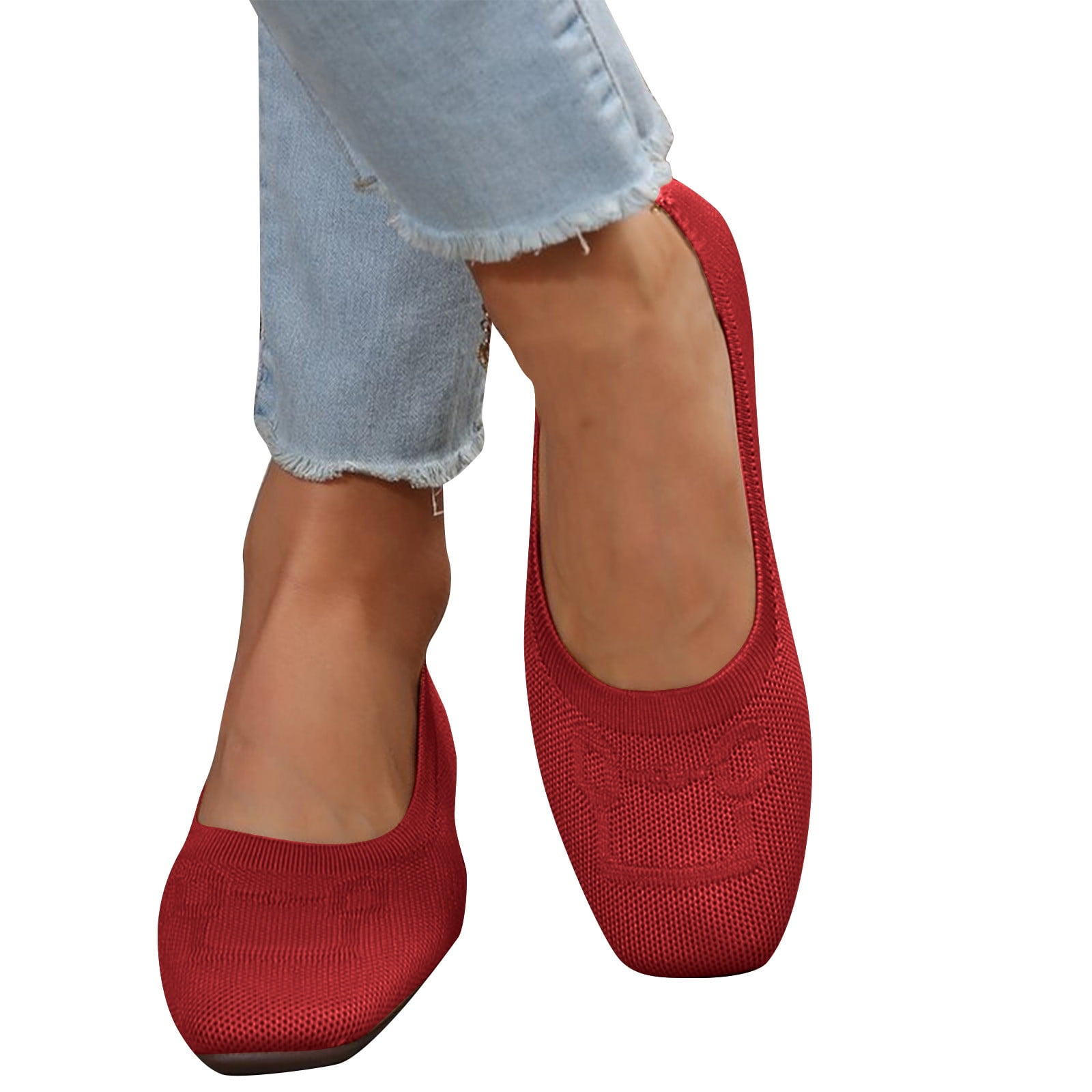 Frank Mully Women's Knit Loafer Flats - Pointed Toe Slip On Comfort Shoes For Work, Travel, Size 8, Fawn Color