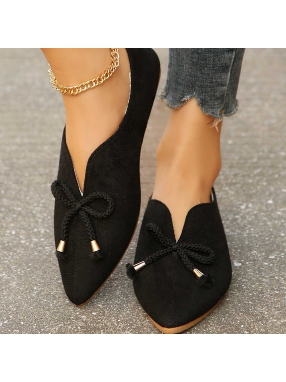 Women's Ballet Flats Comfortable Casual Dressy Shoes,Work Flats office Shoes Pointed Toe Flats Black 9.5(43)
