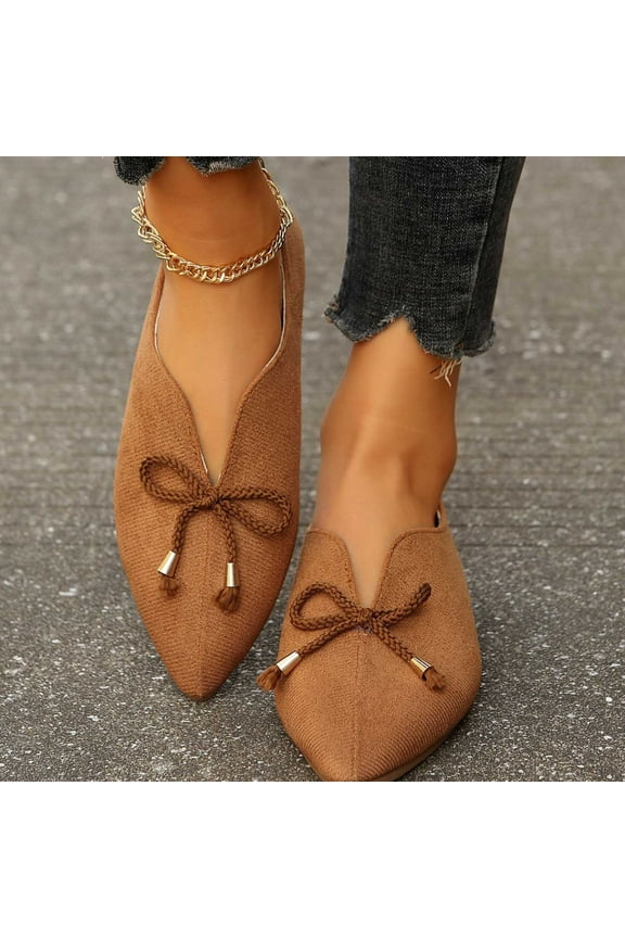 Women's Ballet Flats Comfortable Casual Dressy Shoes,Work Flats office Shoes Pointed Toe Flats Brown 6(37)