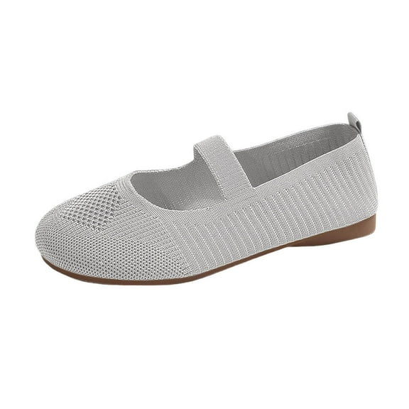 Miluxas Women's Ballet Flats Round Toe Walking Flats Slip On Work Shoes Knitted Flats Shoes for Woman Soft Lightweight Gray 9.5(43)