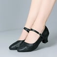 thumbnail image 1 of Miluxas Women's Ballroom Latin Dance Shoes Closed Toe Comfortable Low Heel Dress Shoes Black 8.5(41), 1 of 9
