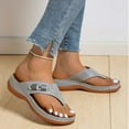 thumbnail image 1 of Miluxas Women's Beach Sandals , Distressed Full-Grain Leather Flip-Flop Slides, Wet Grip Soles, Compression Molded Footbed Gray 7.5(40), 1 of 9