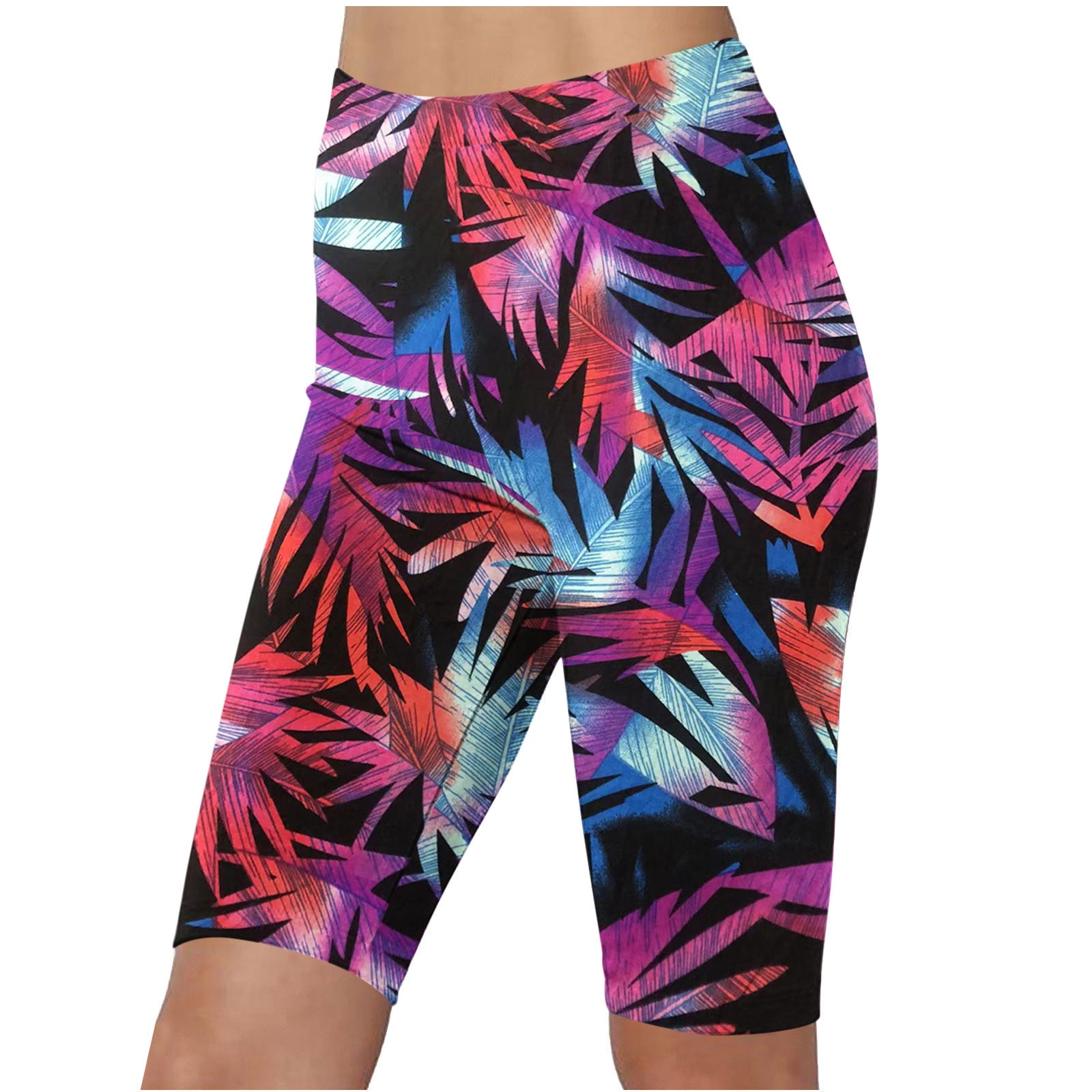 Miluxas Women s Biker Shorts Clearance 8 High Waist Workout Yoga Tie Dye Soft Spandex Athletic Bicycle Shorts for Running Red 12 XXL Walmart