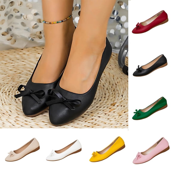 Miluxas Women's Bow Flat Wide Widths Shoes Walking Flats Shoes Yellow 9.5(43)