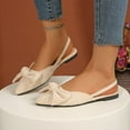 thumbnail image 1 of Miluxas Women's Bow Pointed Toe Slingback Flats Comfortable Satin Slip On Pumps office Work Wedding Party Dressy Flats Beige 8.5(41), 1 of 9