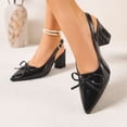 thumbnail image 1 of Miluxas Women’s Bow Pointed Toe Slingback Pumps, Adjustable Buckle Mid Block Heel Dress Heels, Elegant Bridal office Party Shoes Black 6.5(39), 1 of 8