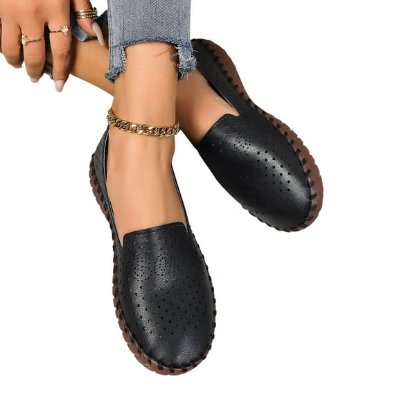 Miluxas Women's Breathable Mesh Flats Shoes Clearance, Soft Slip on Shoes Loafer Black 9.5(43)