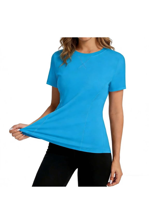 Women's Breathable Quick Dry Athletic T Shirts Short Sleeve / Long Sleeve Crewneck Workout Tunic Tops Outdoor Daily Training Sun Shirts Blue