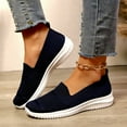 thumbnail image 1 of Miluxas Women’s Breathable Walking Shoes-Slip On Mesh Knitted Flats Soft Gym Sneakers Flexible Lightweight Casual Easy Shoes Dark Blue 9(42), 1 of 6