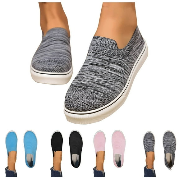 Miluxas Women's Canvas Slip On Shoes Sneakers for Women Fashion Comfortable Elastic Sneakers for Women Pink 9.5(43)