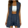 thumbnail image 1 of Miluxas Women's Casual 2-Piece Solid Color Button Vest Top High Waist Elastic Shorts Loose Short Sets Blue XXL(XXL), 1 of 7