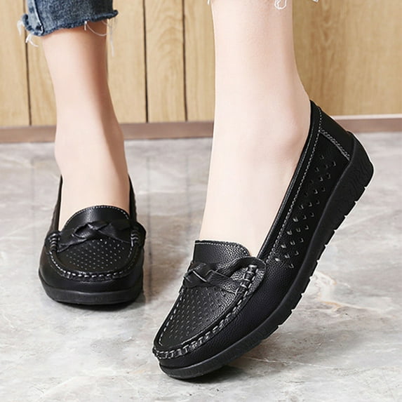 Miluxas Women's Casual Closed Toe Slip On Loafers Breathable Comfortable Walking Shoes Softsole Arch Support Mules for Daily Wear Black 9.5(43)