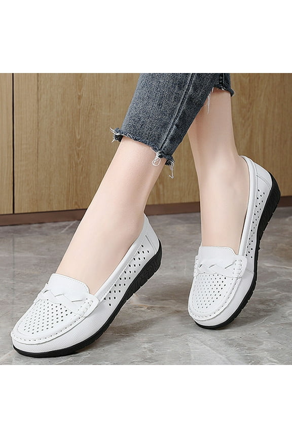 Women's Casual Closed Toe Slip On Loafers Breathable Comfortable Walking Shoes Softsole Arch Support Mules for Daily Wear White 9(42)
