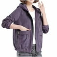 thumbnail image 1 of Miluxas Women's Casual Corduroy Hooded Long Sleeve Zip Up Jacket Loose Shacket Coat Winter Warm Outerwear with Pocket Purple XXXXL(XXXXL), 1 of 6