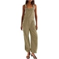 thumbnail image 1 of Miluxas Women's Casual Corduroy Overalls Straps Baggy Pants Wide Leg Jumpsuits with Pockets Khaki 6(M), 1 of 8