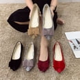 thumbnail image 1 of Miluxas Women's Casual Flats Bowknot Pointed Toe Ballet Flats Dressy Bridal Shoes Slip on Loafers for Women Comfortable Shoes Wine 9.5(43), 1 of 9