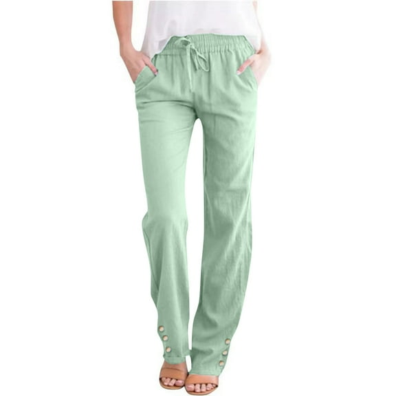 Miluxas Women's Casual Pants Loose Fit Elastic Waist Versatile Straight Leg Casual Cropped Pants Gray 6(M)