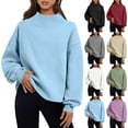 thumbnail image 1 of Miluxas Women's Casual Stand up Collar Sweatshirt Solid Color Loose Soft Long Sleeve Pullover Tops White XL(XL), 1 of 9
