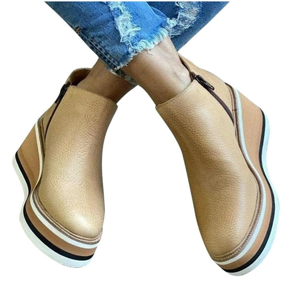 Miluxas Women's Chelsea Ankle Boots Wedge Heel Booties Casual Shoes for Women