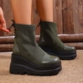 thumbnail image 1 of Miluxas Women's Chelsea Boots Fashion Platform High Heel Ankle Booties Anti-Slip Outsole Platform Chunky Wedge Boots Army Green 5.5(36), 1 of 9