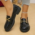 thumbnail image 1 of Miluxas Women's Chunky Platform Loafers with Chain or Buckle Patent Leather Black Penny Loafers Fashion office Shoes School Dress Shoes Comfort Slip-on Black 6.5(38), 1 of 9