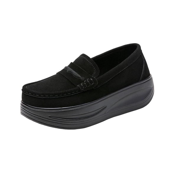 Miluxas Women's Classic Loafers - Casual Slip on Moccasin Driving Shoes Lightweight Walking Thick Soled Flats Comfort Women Loafer Shoes Black 6.5(38)