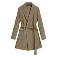 thumbnail image 1 of Miluxas Women's Classic Stand Collar Long Sleeve Winter Belted Long Coat Khaki 6(M), 1 of 2