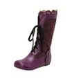 thumbnail image 1 of Miluxas Women's Closed Round Toe Lace up Flat Heel Casual Versatile Cool Winter Women's Flats Mid Calf Boots Purple 8.5(41), 1 of 9