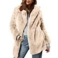 thumbnail image 1 of Miluxas Women's Coat Casual Lapel Fleece Fuzzy Faux Plush Zipper Coats Warm Winter Oversized Outwear Jackets Beige S(S), 1 of 3