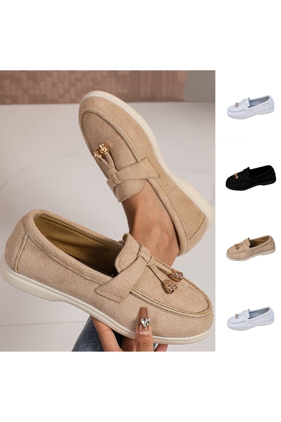 Women's Comfortable & Lightweight Suede Loafers Slip-Ons Cute Business Casual Dress Shoes Work office Flats Everyday Walking Shoes for Women White 9.5(43)