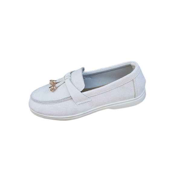Miluxas Women's Comfortable & Lightweight Suede Loafers Slip-Ons Cute Business Casual Dress Shoes Work office Flats Everyday Walking Shoes for Women White 8.5(41)