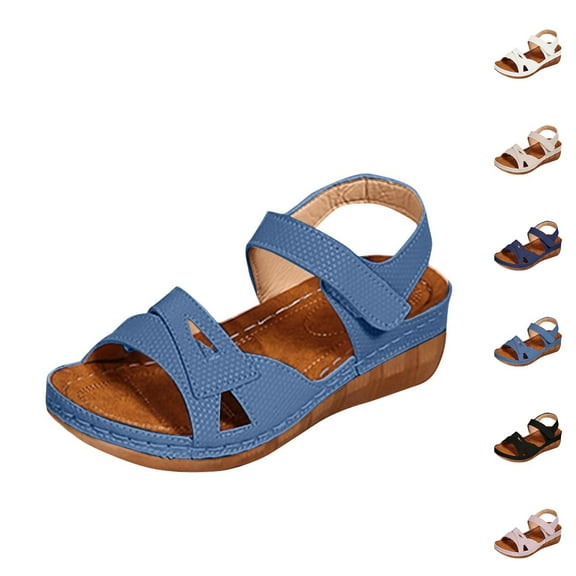 Miluxas Women's Comfortable Low Heel Sandals ,Sandals with Straps ,Casual Roman Style Walking Sandals White 9.5(43)