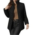 thumbnail image 1 of Miluxas Women's Commuting Leisure Solid Color Long Sleeved Stand up Collar Loose Cotton Jacket with Pocket Daily Wear Black XL(XL), 1 of 9