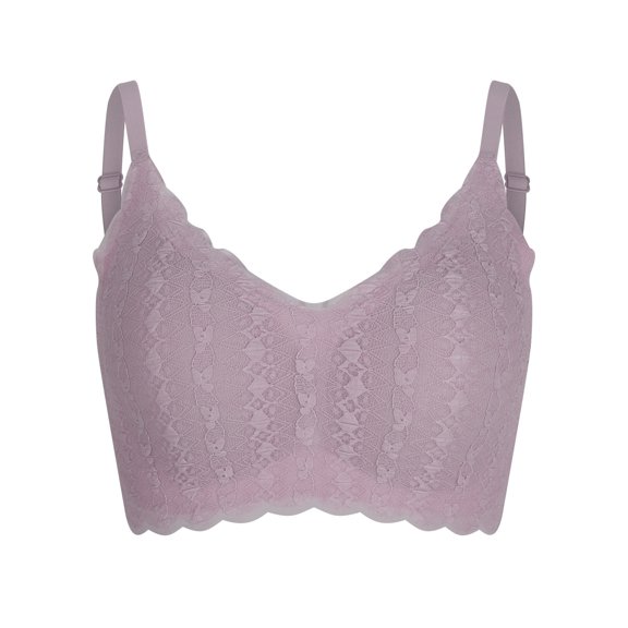 Miluxas Women's Cozy Wireless Bra , Full-Coverage Pullover Bra, Seamless T-Shirt Bra Purple 8(XL)