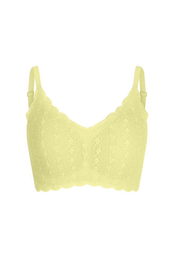 Women's Cozy Wireless Bra , Full-Coverage Pullover Bra, Seamless T-Shirt Bra Yellow 6(L)