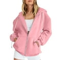 thumbnail image 1 of Miluxas Women's Cute Hoodies Teen Girl Fall Jacket Clearance Oversized Sweatshirts Casual Drawstring Clothes Zip Up Y2K Hoodie with Pocket Pink 6(M), 1 of 8