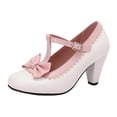 thumbnail image 1 of Miluxas Women's Cute Retro Shoes Stylish T Strap Mary Janes Chunky Heeled Shoes Sweet Block Heeled Bowknot Pumps White 8.5(41), 1 of 6