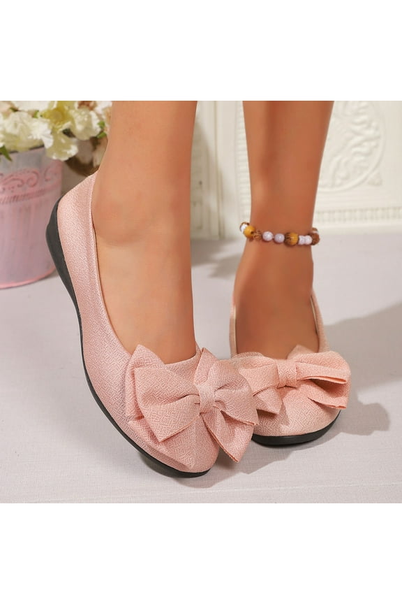 Women's Cute Round-Toe Flat Ballet Shoes Comfortable Dress Shoes for Walking A-Pink 5.5(36)