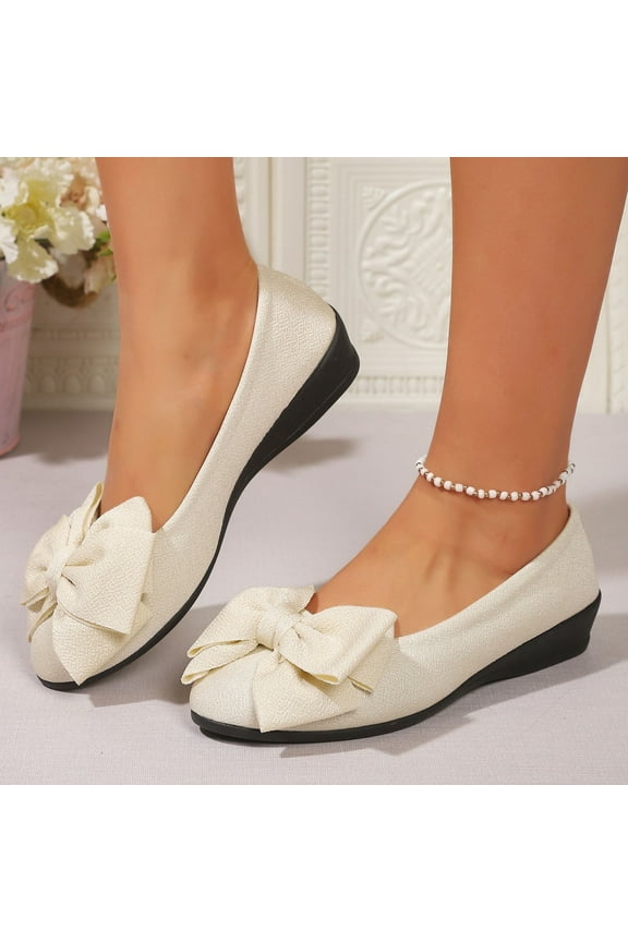 Women's Cute Round-Toe Flat Ballet Shoes Comfortable Dress Shoes for Walking A-White 8.5(41)
