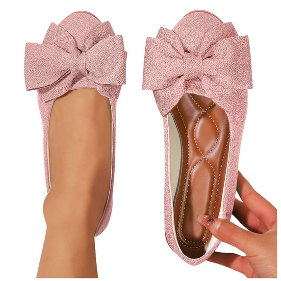 Miluxas Women's Cute Round-Toe Flat Ballet Shoes Comfortable Dress Shoes for Walking Pink 5.5(36)