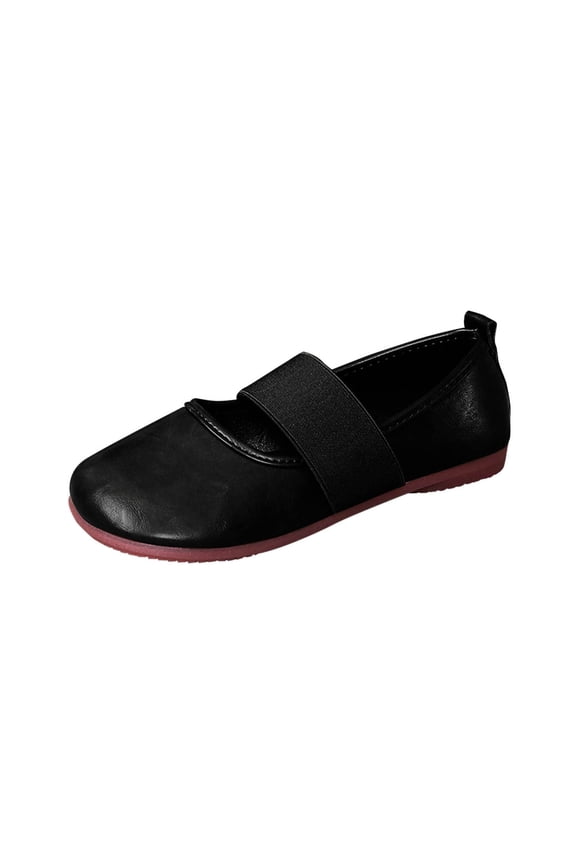 Women's Elastic Strap Flats Shoes Round Toe Easy Slip on Wear Flexible Fit Featuring Flat Sole Soft Construction for Comfortable Everyday Style Black 8.5(41)