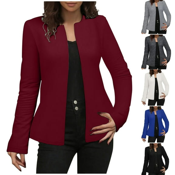 Miluxas Women's Fall Cardigan Solid Color Lightweight Long Sleeve Open Front Loose Casual Outwear White XL(XL)