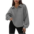 thumbnail image 1 of Miluxas Women’s Fall Long Sleeve Pullover Sweatshirt Lightweight Loose Solid Color Casual Tops Blouse Gray M(M), 1 of 9