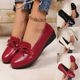 thumbnail image 1 of Miluxas Women's Fashion Bow Platform Wedge Round Toe Loafers Lightweight Slip on Comfortable Anti-Slip Lug Sole Walking Shoes for Business Party Wedding Casual Wine 9.5(43), 1 of 9