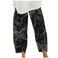thumbnail image 1 of Miluxas Women's Fashion Casual Linen Printed Striped Cropped Trousers Splicing Straight Leg Pants Pencil Pants Dark Blue XXXXXL, 1 of 5